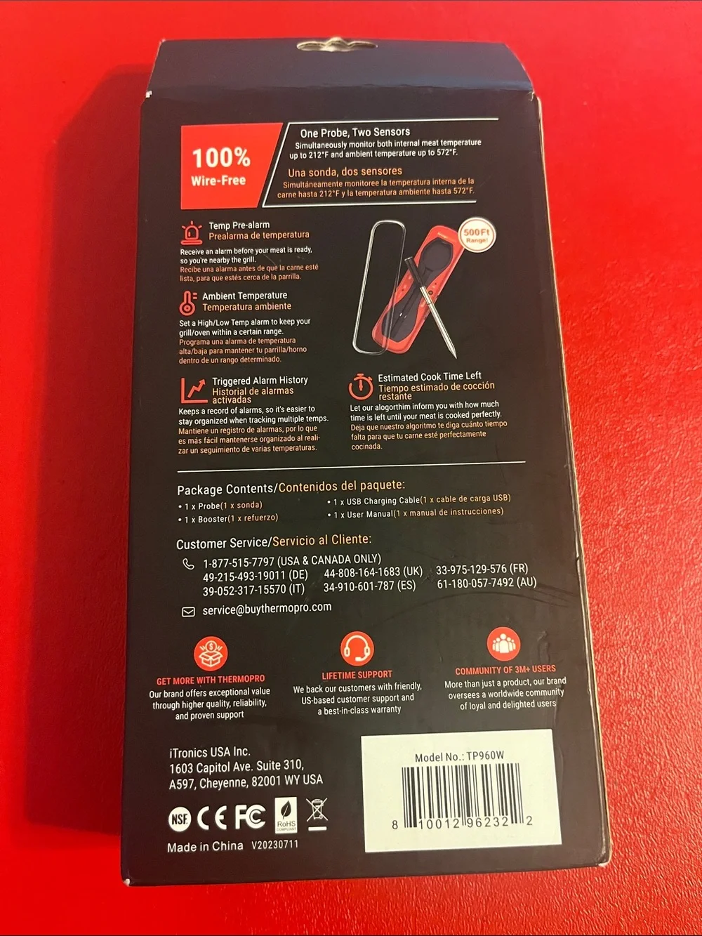 ThermoPro tempspike truly wireless Bluetooth meat 500Ft range
